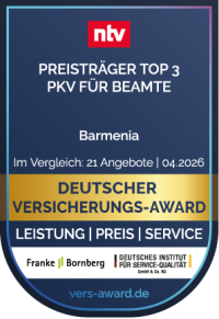 ntv Deutscher Versicherungs-Award 2026 — Barmenia TOP 3 PKV für Beamte
